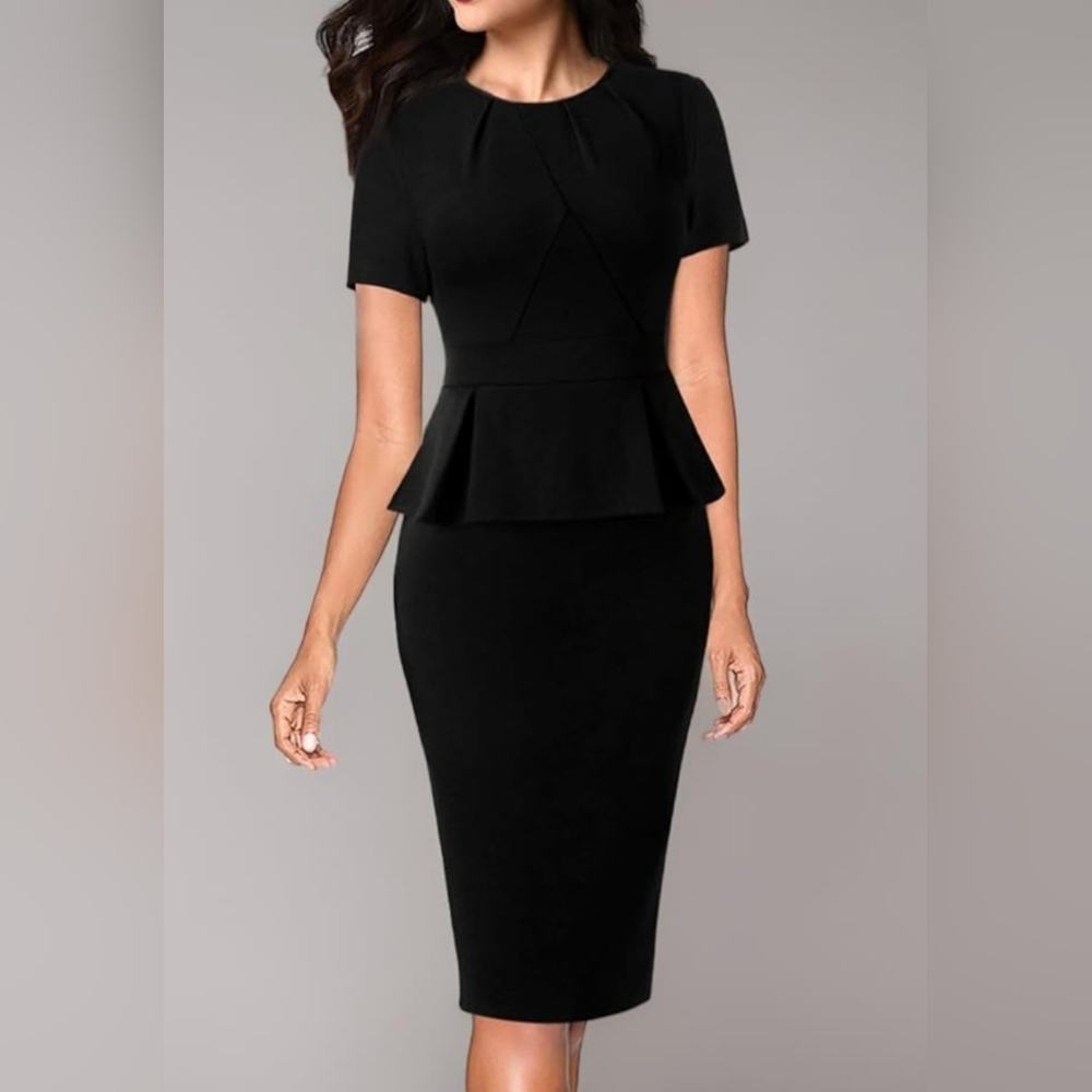 Sophisticated Black Peplum Dress